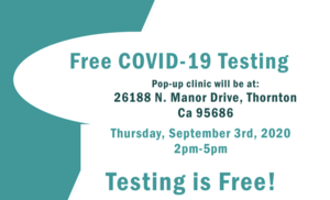 Free COVID-19 Testing: September 3rd